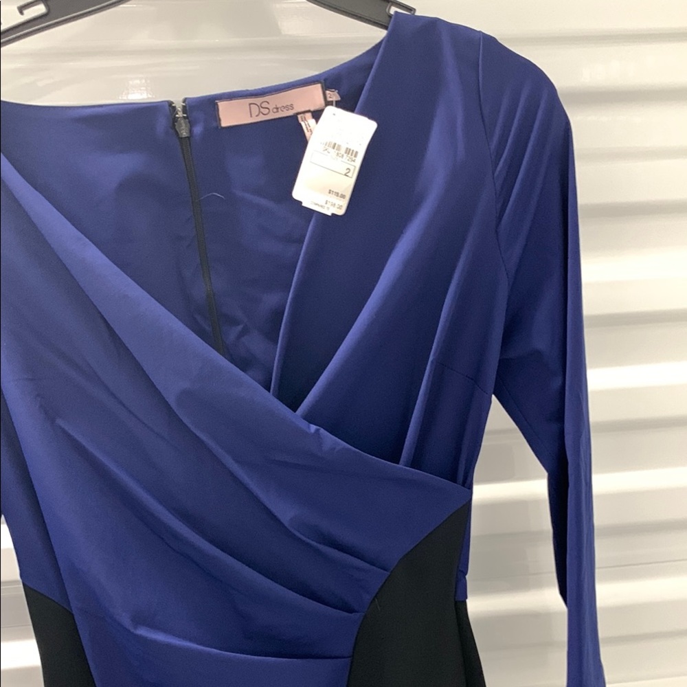 Blue Asymmetrical Ruched Sheath Dress - Picture 6 of 13